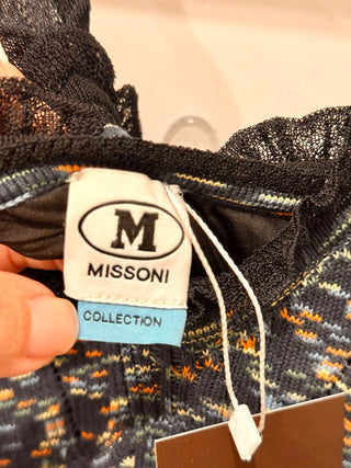 Missoni knit vintage midi dress with pleated trim, S