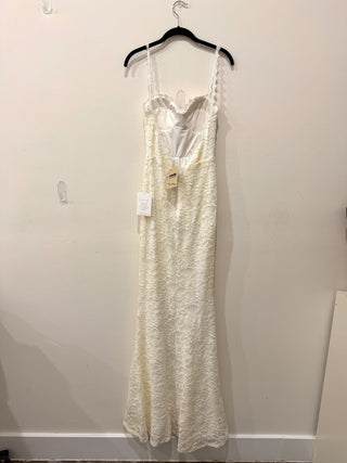 NWT Alamour Caliana Lace High Slit Bustier Gown Dress White Women's Size Medium