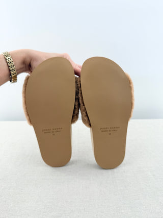 Jenni Kayne shearling open slides, 38