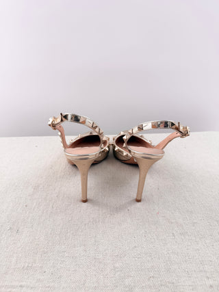 Valentino rockstud metallic leather slingback pumps, 37