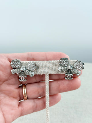 CHANEL vintage CC earrings with crystal bow