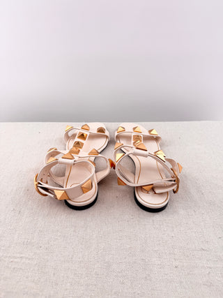 Valentino roman stud flat calfskin sandal, 37