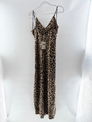 Banana Republic 100% silk leopard print long dress, M