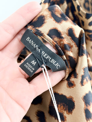 Banana Republic 100% silk leopard print long dress, M