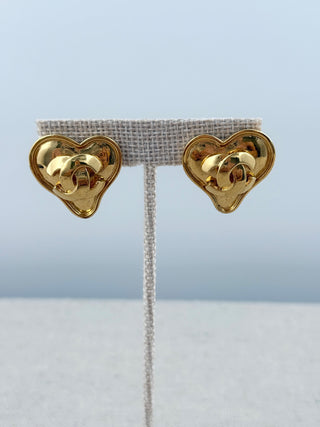 CHANEL vintage heart clip on earrings 1995