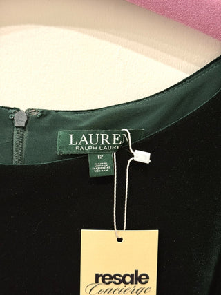 LAUREN Ralph Lauren Bell Sleeve Ruched Shift Velvet Midi Dress Moss Womens 12