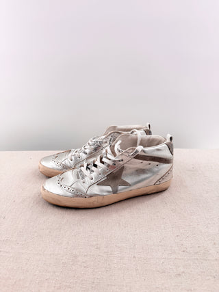 Golden Goose Mid-Top Laminated and Crinkled Leather Skates, 39