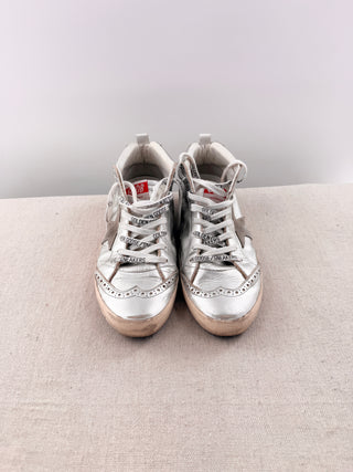 Golden Goose Mid-Top Laminated and Crinkled Leather Skates, 39