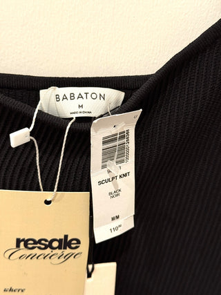 NWT Babaton Sculpt Knit Ribbed One-Shoulder Mini Dress Black Women's Size Medium