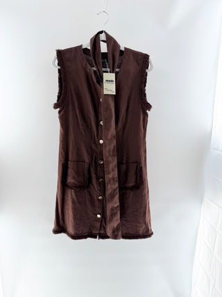 J crew midi linen dress with fringe details, M