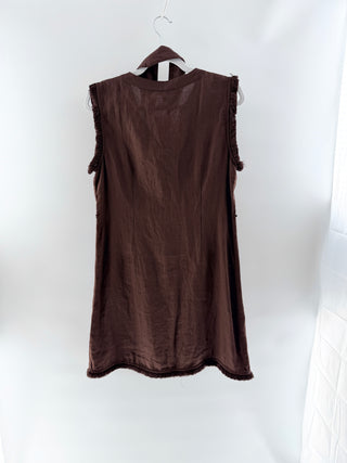 J crew midi linen dress with fringe details, M
