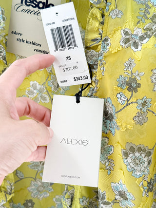 Alexis floral print ruffle set open front top and long skirt, XS