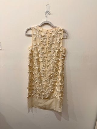 Giambatista Valli Paris Heavy Organza Embroidered Dress Off White Womens Size 40