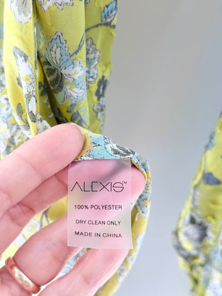 Alexis floral print ruffle set open front top and long skirt, XS