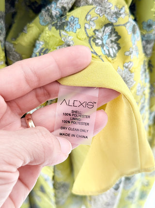 Alexis floral print ruffle set open front top and long skirt, XS