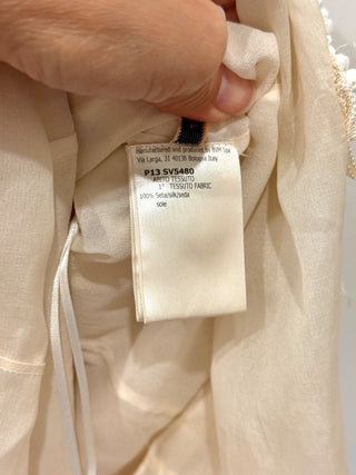 Giambatista Valli Paris Heavy Organza Embroidered Dress Off White Womens Size 40