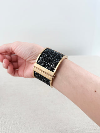 Dior chunky cuff bracelet gold plated and crystal encrusted