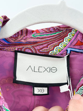 Alexis cotton paisley print set: button down shirt and pants, top XS / bottom S