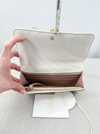 NWT Chloé White Alphabet Quilted Leather Long Wallet 7.5'' x 4''