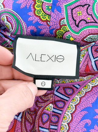 Alexis cotton paisley print set: button down shirt and pants, top XS / bottom S