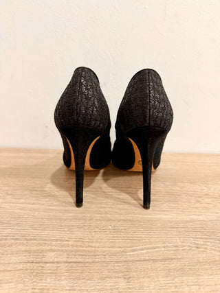 Dolce & Gabbana Sparkly Peep Toe Stilettos D'orsay Pumps Black Women's EU 36.5