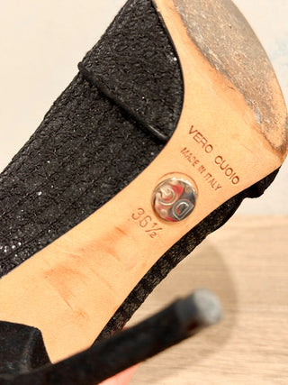 Dolce & Gabbana Sparkly Peep Toe Stilettos D'orsay Pumps Black Women's EU 36.5