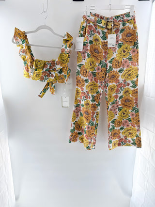 Zimmermann poppy frill crop top and matching pants, top US 8 / bottom US 6