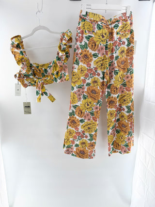 Zimmermann poppy frill crop top and matching pants, top US 8 / bottom US 6