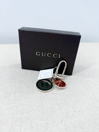 Gucci metal key chain GG 2 tone