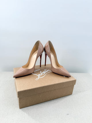 Christian Louboutin So Kate 120MM Patent Leather Stilettos Pumps Nude Beige 35.5