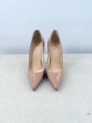 Christian Louboutin So Kate 120MM Patent Leather Stilettos Pumps Nude Beige 35.5