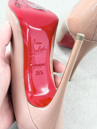 Christian Louboutin So Kate 120MM Patent Leather Stilettos Pumps Nude Beige 35.5