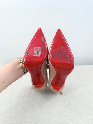 Christian Louboutin So Kate 120MM Patent Leather Stilettos Pumps Nude Beige 35.5