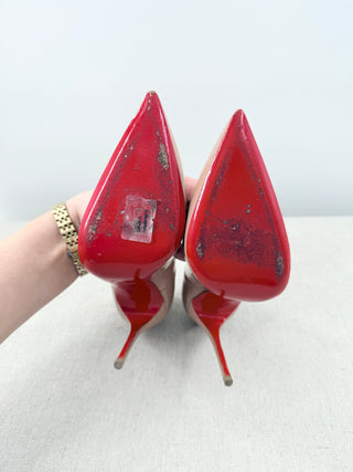 Christian Louboutin So Kate 120MM Patent Leather Stilettos Pumps Nude Beige 35.5