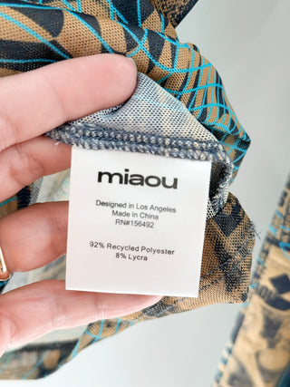 miaou print set mesh top and jeans, S