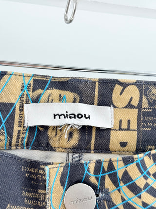 miaou print set mesh top and jeans, S