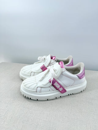 Dior chunky leather sneakers with metallic detail, 38