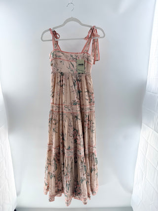 Zimmermann Moonshine Tie-Shoulder Maxi Dress Cream Floral Women's Size 1 / S