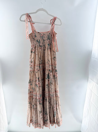 Zimmermann Moonshine Tie-Shoulder Maxi Dress Cream Floral Women's Size 1 / S