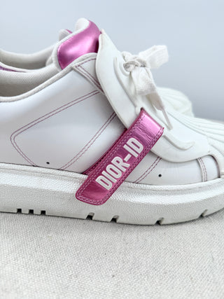 Dior chunky leather sneakers with metallic detail, 38