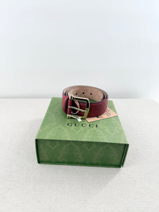 Gucci wide belt leather with embossed logo, 85 /34