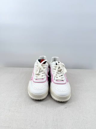Gucci Calfskin Leather Re-Web Low Top Sneakers White Pink Womens Size EU 41
