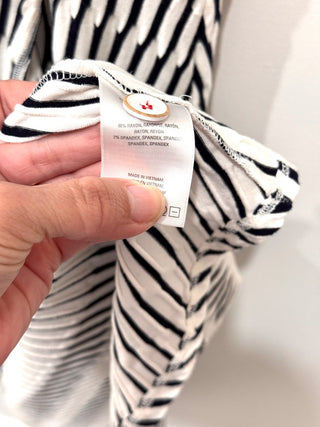 Maeve Anthropologie Paladino Henley Striped Textured Dress Black White Womens XS