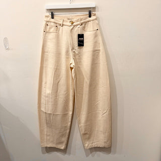 Parentezi 100% Cotton High Waisted Denim Barrel Ankle Jeans Cream Women's Size M