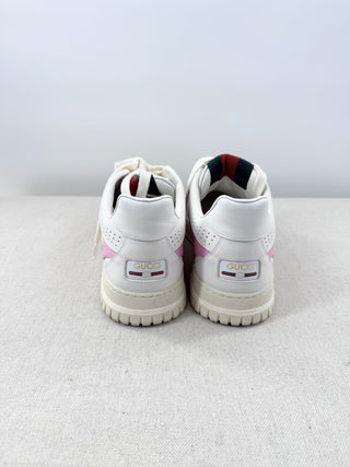 Gucci Calfskin Leather Re-Web Low Top Sneakers White Pink Womens Size EU 41