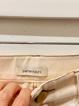 Parentezi 100% Cotton High Waisted Denim Barrel Ankle Jeans Cream Women's Size M