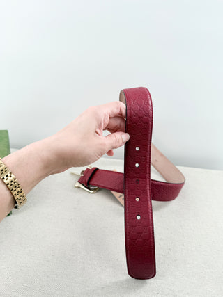Gucci wide belt leather with embossed logo, 85 /34