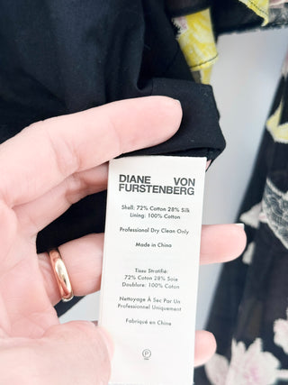 Diane von Furstenberg silk set wrap top and wrap skirt, S
