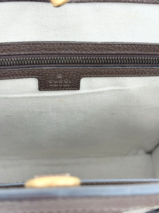 Gucci Ophidia Large Tote Bag Beige and Ebony GG Supreme Canvas with Leather Trim