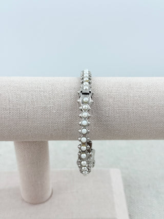 Alexander McQueen faux pearl scull cuff bracelet